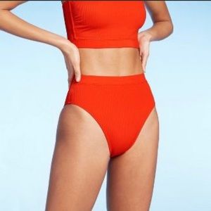 Kona Sol Textured High Bikini Bottom XL NWT Red